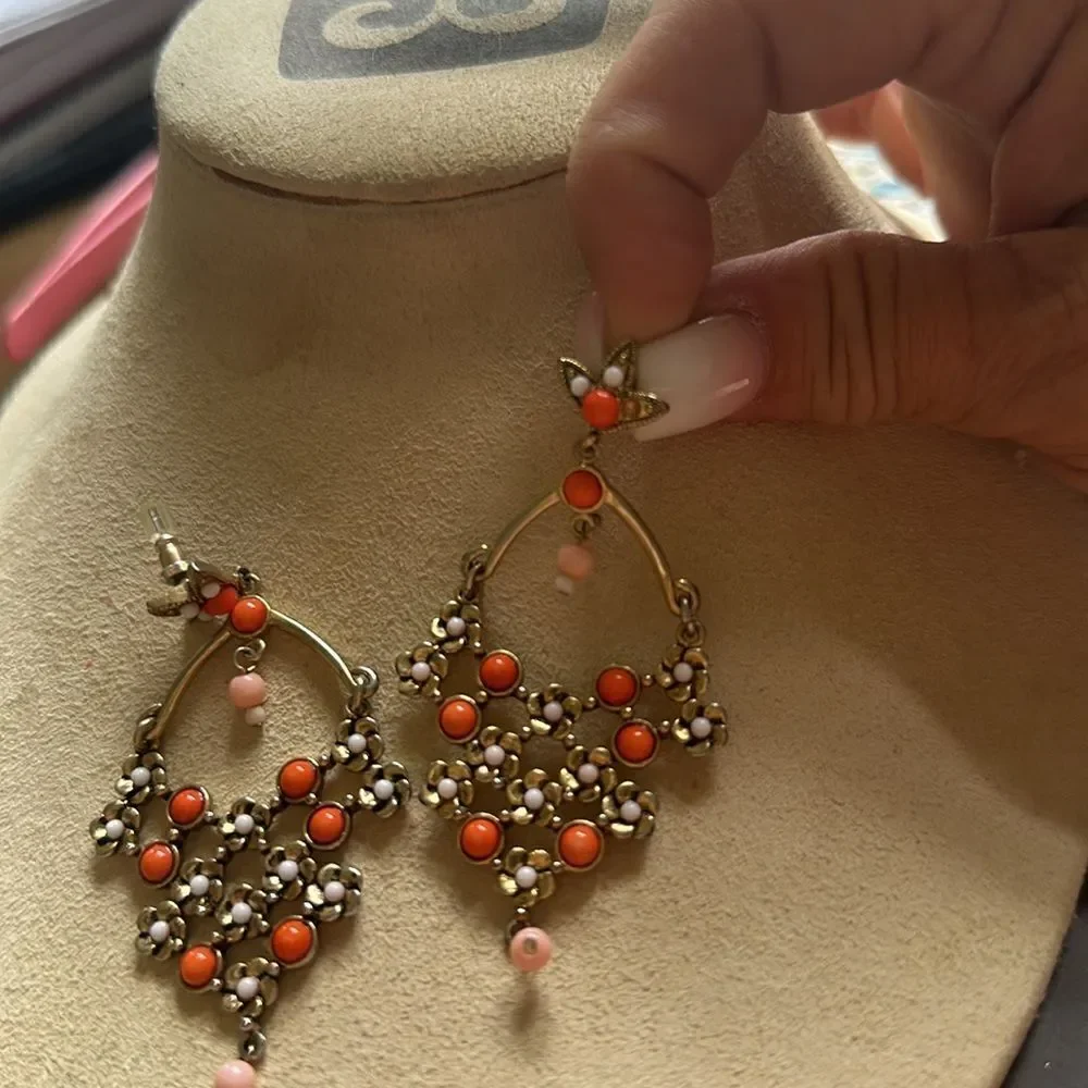 Floral Beaded Chandelier Earrings!